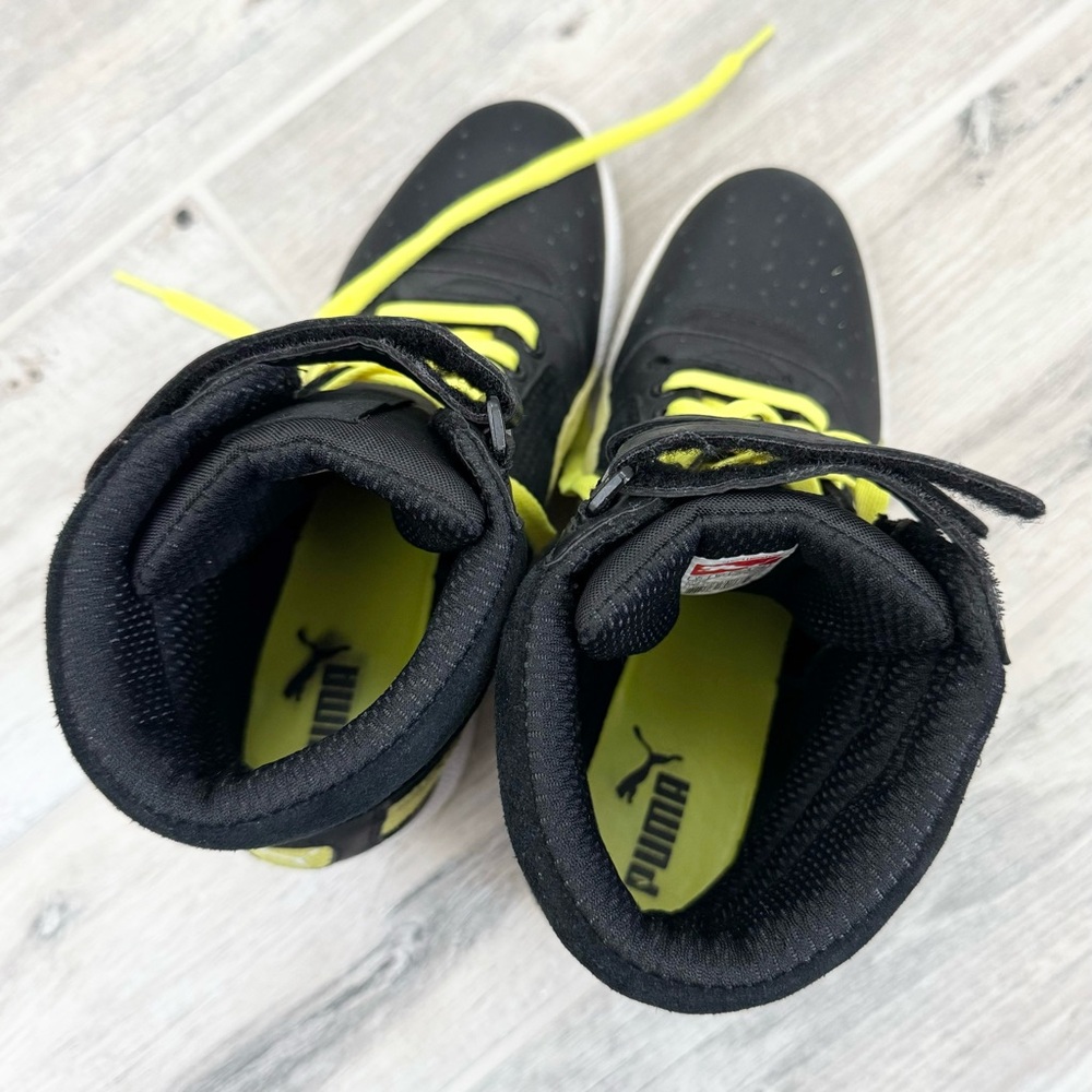 Puma Black Yellow Contact Sky High Top Lace Up Wedge Sneakers - Picture 5 of 9